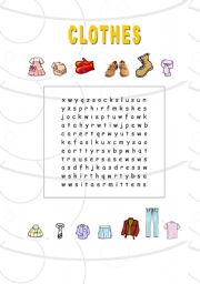 English Worksheet: clothes-crossword puzzle