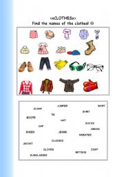 English Worksheet: a matching activity-clothes