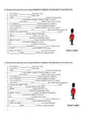 English Worksheet: Present simple  present continuous (Pre intermidiate)