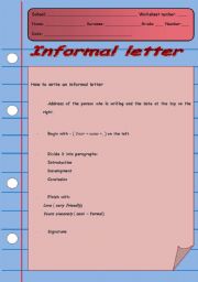 English Worksheet: Informal letter - 2 pages