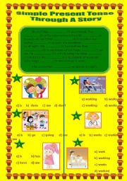 English Worksheet: Simple Present Through a Story 