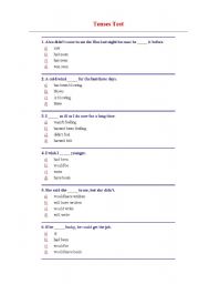 English worksheet: past tenses