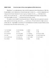 English Worksheet: Verb Tense Story with options-Big Brother