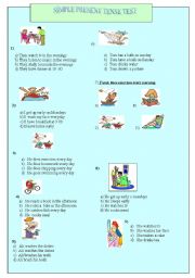 English Worksheet: Simple present tense test