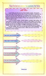 a reading worksheet