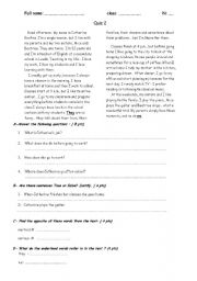 English Worksheet: Reading Comprehension 