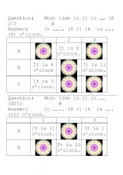 English Worksheet: what time is it - pairwork
