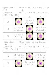 English worksheet: what time is it - pairwork