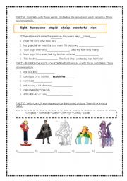 English worksheet: adjectives