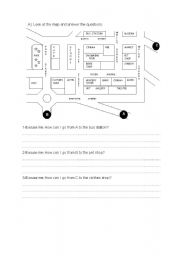 English Worksheet: giving directions