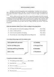 English worksheet: mini grammar lesson on prepositions of time