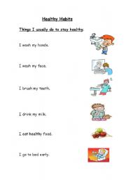 English Worksheet: Healthy Habits