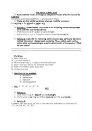 English worksheet: PHONETIC EXERCISES