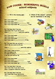 English Worksheet: School subjects