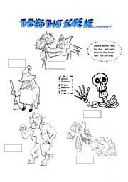 English worksheet: Scary things