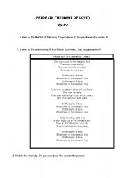 English Worksheet: Pride (In the name of love) by U2