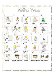 English Worksheet: classroom action verbs 1