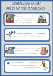 English Worksheet: present simple versus present continuous