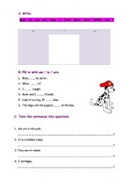 English worksheet: verb be