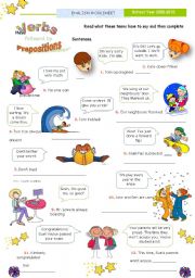 English Worksheet: Verbs followed by Prepositions (4)  -  Global Practice