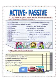English Worksheet: Active-Passive