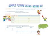 English worksheet: simple future going to