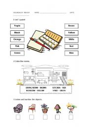 English Worksheet: COLOURS &  HOME