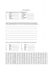 English Worksheet: work sheet spelling