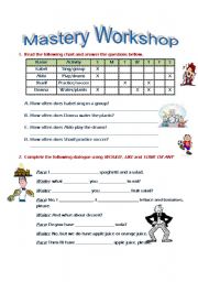 English worksheet: mastery workshop