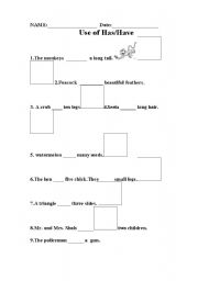 English worksheet: determiners using a/an