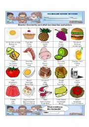 English Worksheet: FOOD VOCABULARY REVIEW WORKSHEET