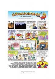 English Worksheet: Grammarman comic 01