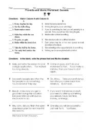 English Worksheet: Proverbs and Idioms about Success