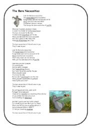 English Worksheet: Song activity Disney Jungle Book Bare Necessities