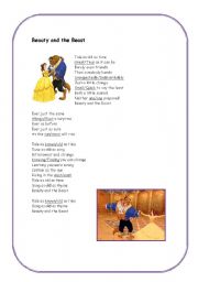 English worksheet: Song activity Beauty and the Beast Disney