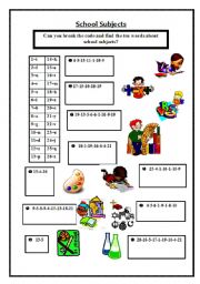 English Worksheet: school subjects