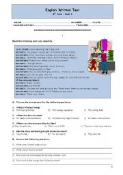 English Worksheet: test about places and shopping