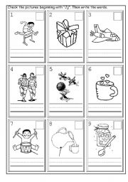 English worksheet: Phonics Jj