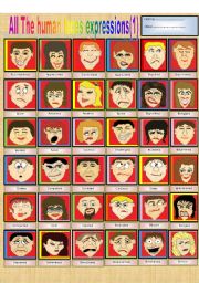 English Worksheet: All the human facesexpressions (Part 1)