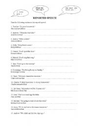 English Worksheet: REPORTED SPEECH exercises
