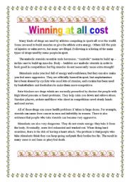 English Worksheet: Winning at all cost.