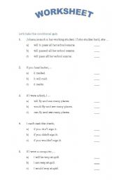 English worksheet: Conditional Quiz