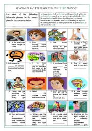 English Worksheet: IDIOMS WITH PARTS OF THE BODY (+ KEY)