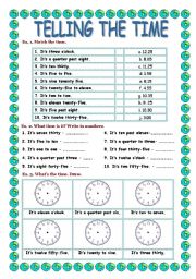 English Worksheet: Telling the time