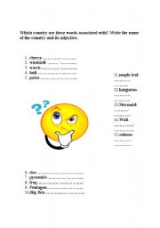 English worksheet: What do you associate with?