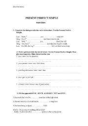 English Worksheet: Present Perfect Worksheet 