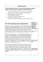 English Worksheet:  The Weather forecasts