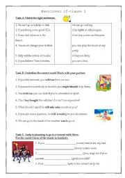 English Worksheet: IF-CLAUSE 1 / First Conditional  Exercises on 2 pages