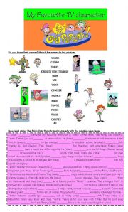 English Worksheet: My favourite TV characters: present simple