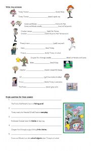 English worksheet: My favourite TV characters: present simple